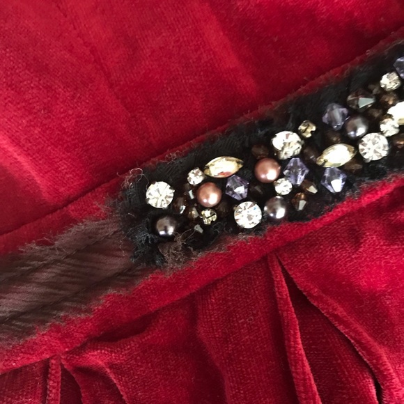 BCBG Red Beaded Party Christmas Day Dress - Picture 8 of 9